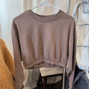 ALO Yoga Taupe Cropped Sweatshirt